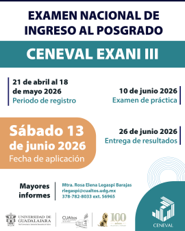 Examen Nacional de Ingreso al Posgrado - CENEVAL EXANI III Junio 2026