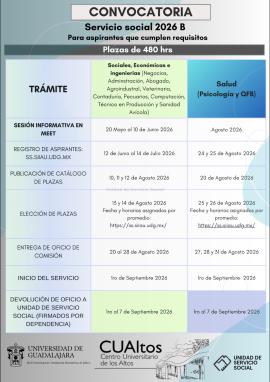 Calendario de Servicio Social 2026B