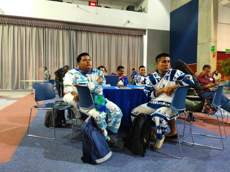 Personas prestando atención a la explicación, estos tienen trajes típicos de algún lugar