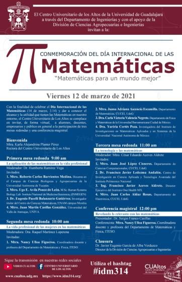 Programa general de actividades de la "CONMEMORACIÓN DEL DÍA INTERNACIONAL DE LAS Matemáticas".