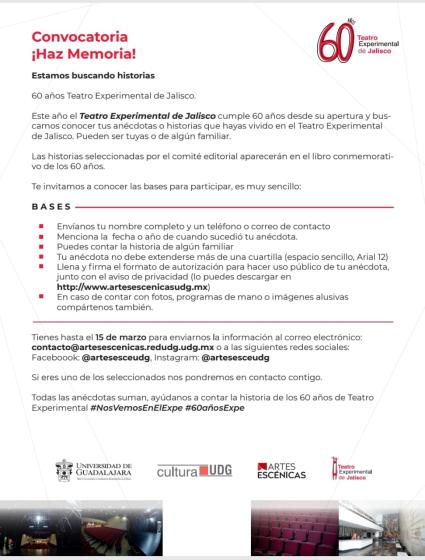 Cartel en el que se lee "Convocatoria ¡Haz Memoria!" En la parte inferior las bases y término para enviar la información.