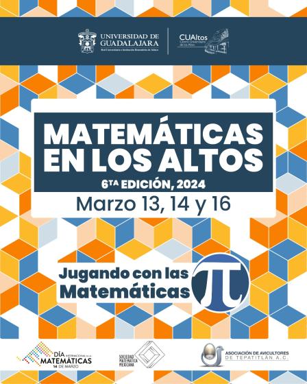 Cartel en el que se lee "MATEMÁTICAS EN LOS ALTOS" "6TA EDICIÓN, 2024".