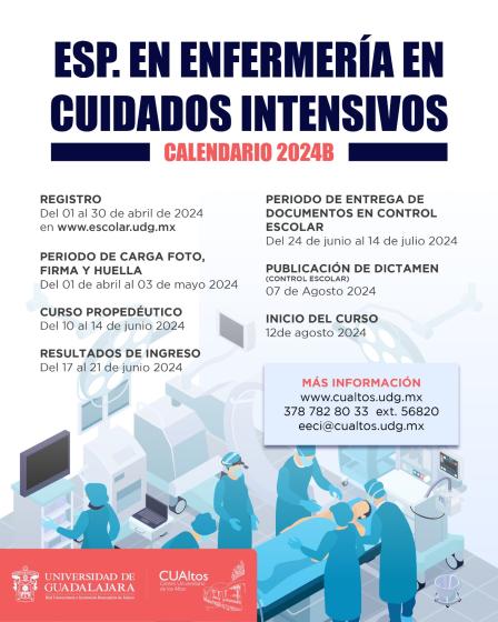 Cartel de  "ESP. EN ENFERMERÍA EN CUIDADOS INTENSIVOS".