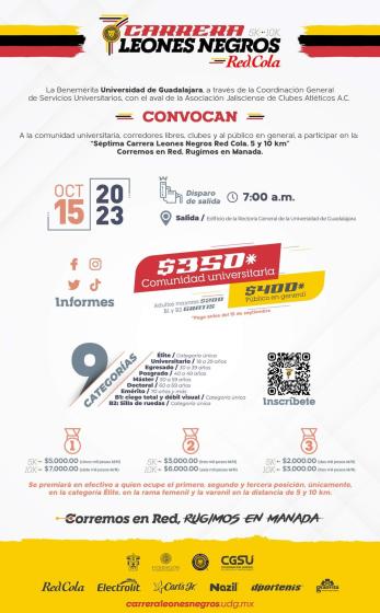 Cartel informativo de "CARRERA LEONES NEGROS".