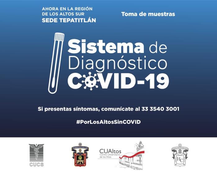 Cartel en el que se lee "Sistema de Diagnóstico COVID-19".
