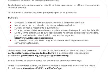 Cartel en el que se lee "Convocatoria ¡Haz Memoria!" En la parte inferior las bases y término para enviar la información.