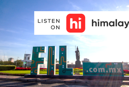 Cartel en el que se lee "LISTEN ON hi himalaya".