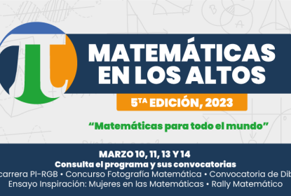 Cartel en el que se lee "MATEMÁTICAS EN LOS ALTOS".