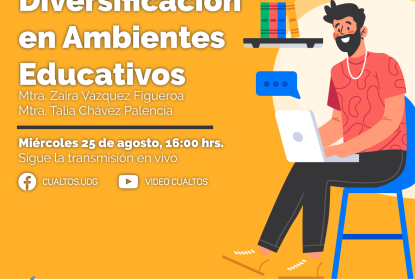 Cartel en el que se lee "Diversificación en Ambientes Educativos".