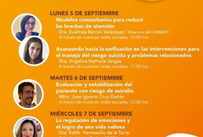 Cartel del programa de actividades en conmemoración al Día Mundial de la Prevención del Suicidio.