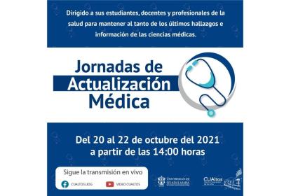 Cartel en el que se lee "Jornadas de Actualización Médica":